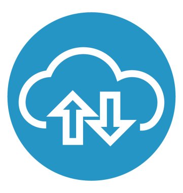 Bulut veri Transfer beyaz çizgi vektör izole simgesi