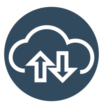 Bulut veri Transfer beyaz çizgi vektör izole simgesi