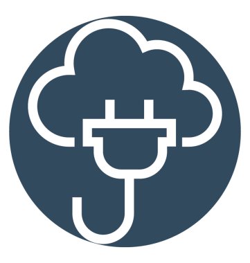 Bulut güç beyaz çizgi vektör izole simgesi