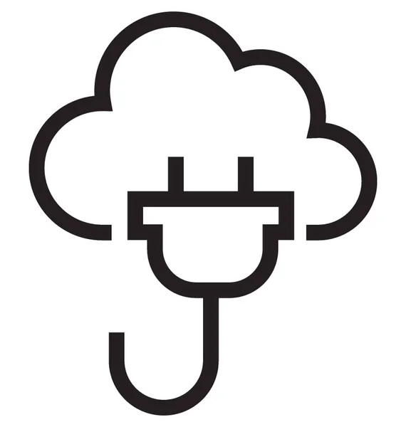 Cloud Power Black Line Icono Vectorial Aislado — Vector de stock