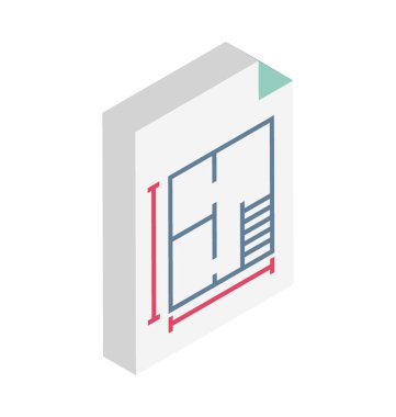 Planı renk izometrik çizim vektör simgesi