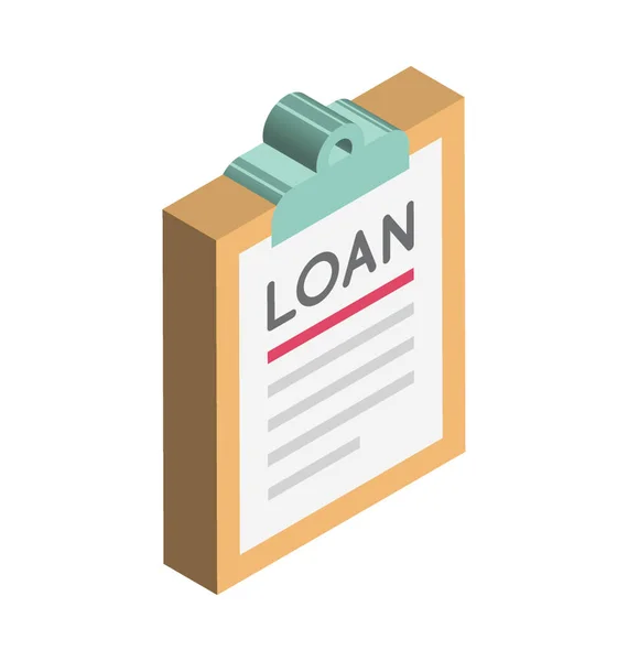 Loan Paper Color Isometric Illustration Vector Icon — Stock Vector