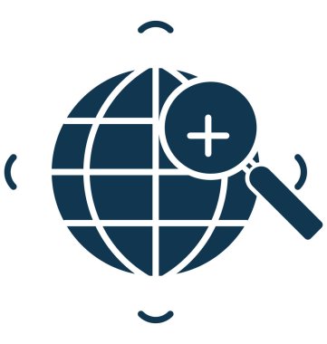 Arama konumu glif izole vektör simgesi Web ve Seo projeleri için