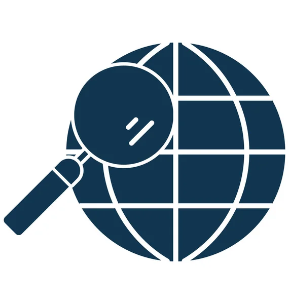 Globe Magnifier Glyph Icône Vectorielle Isolée Pour Les Projets Web — Image vectorielle