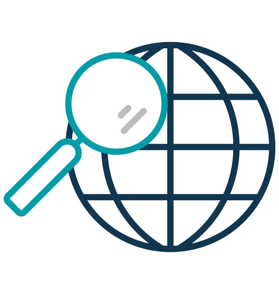 Globe Magnifier Glyph Icône Vectorielle Isolée Pour Les Projets Web — Image vectorielle
