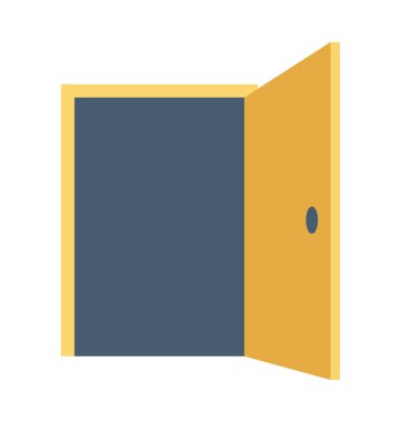 Açık kapı renk illüstrasyon vektör simgesi