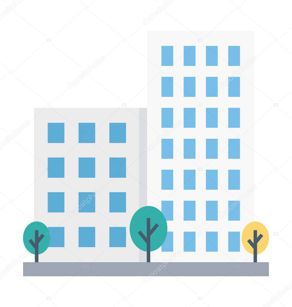 Building Color Illustration Vector Icon