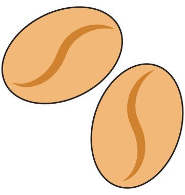 Kahve çekirdekleri renk vektör illüstrasyon izole tamamen düzenlenebilir