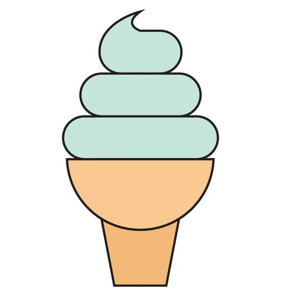 Cono Hielo Color Vector Ilustración Aislado Totalmente Editable — Archivo Imágenes Vectoriales