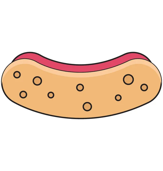 Hot Dog Color Vector Illustration Isolated Fully Editable — Stock Vector