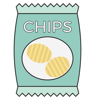 Cips paketi renk vektör illüstrasyon izole tamamen düzenlenebilir