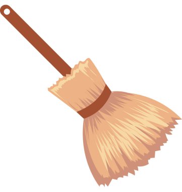 Cadı süpürge renk izole illüstrasyon vektör simgesi