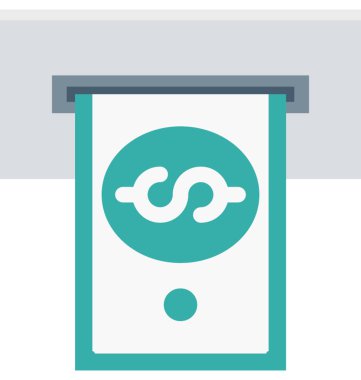 İllüstrasyon izole nakit para çekme renk vektör