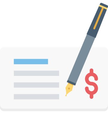 Banka çeki renkli illüstrasyon vektör simgesi