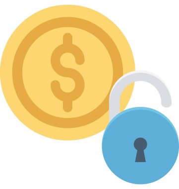 Para birimi renkli illüstrasyon vektör simge korumalı