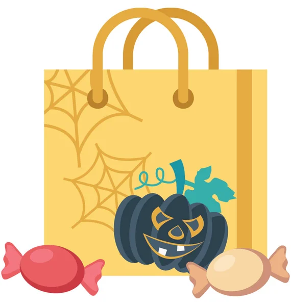 Halloween Tote Bag Isolado Ilustração Icon Vector —  Vetores de Stock