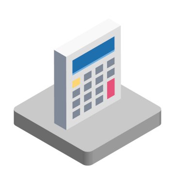 Hesap makinesi izometrik çizim vektör simgesi