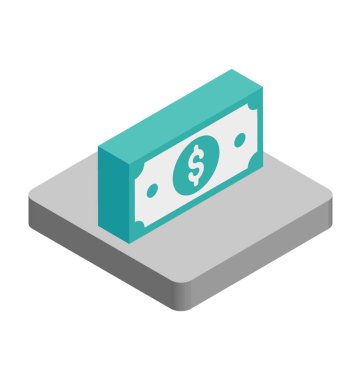 Banknot izometrik çizim vektör simgesi