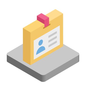 Kimlik kartı izometrik çizim vektör simgesi