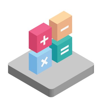 Matematiksel semboller izometrik çizim vektör simgesi