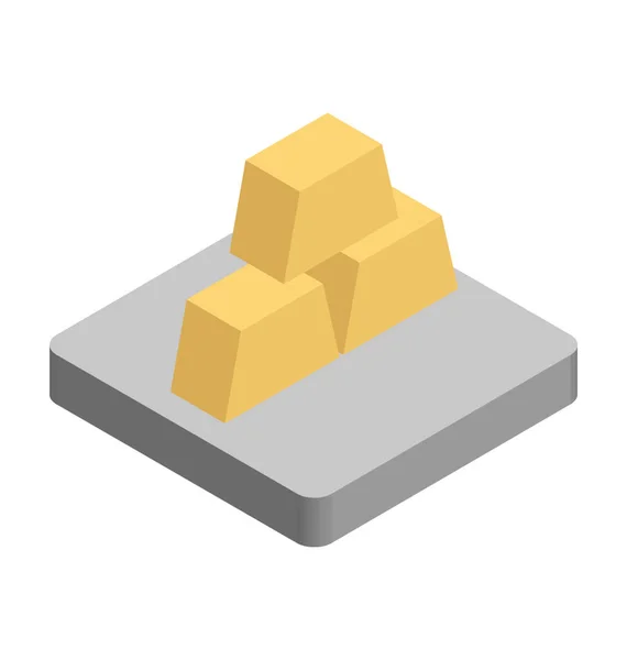 Gold Ingots Isometric Illustration Vector Icon - Stok Vektor