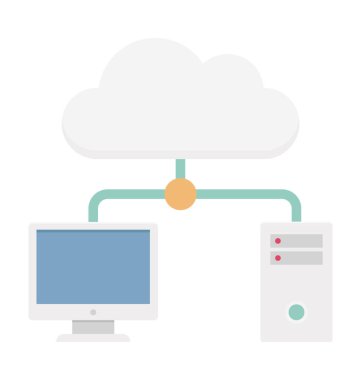 Bulut ağ renkli illüstrasyon vektör simgesi