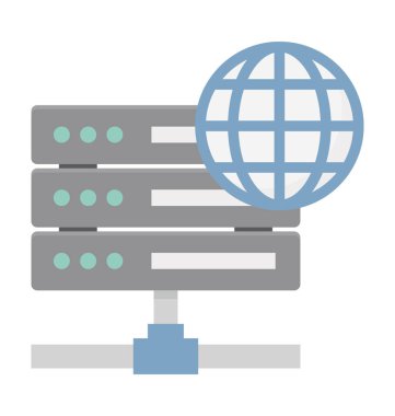 Ağ sunucu renkli illüstrasyon vektör simgesi