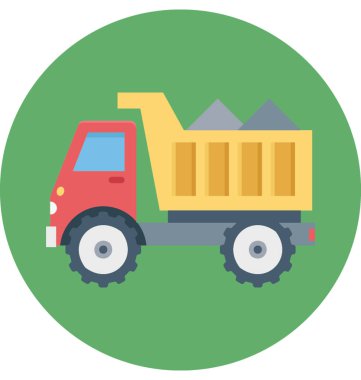 Damperli kamyon renk illüstrasyon vektör simgesi