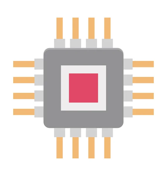 Processor Chip Gekleurde Illustratie Vector Icon — Stockvector