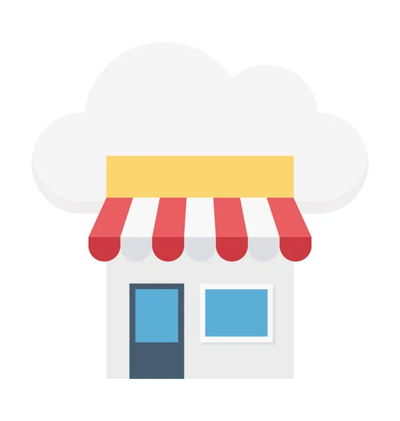 Cloud Shop Barevné Ilustrace Vektorové Ikony — Stockový vektor