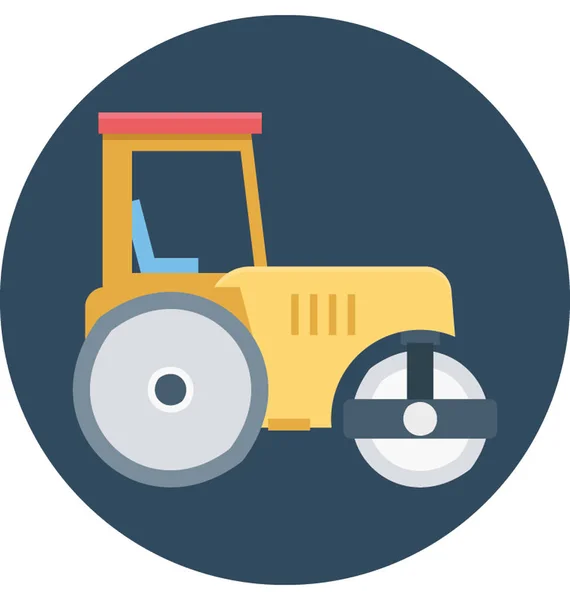 Road Bulldozer Color Illustration Vector Icon — Stock Vector