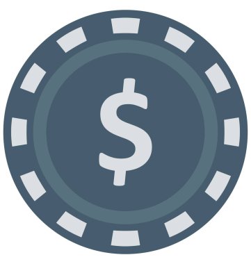 Casino çip izole vektör çizim simgesini düzenlenebilir