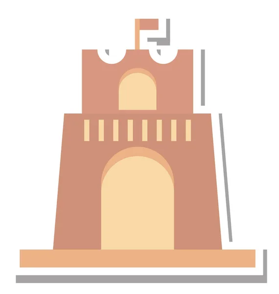 Castle Color Vector Illustration Editable Icon — Stock Vector