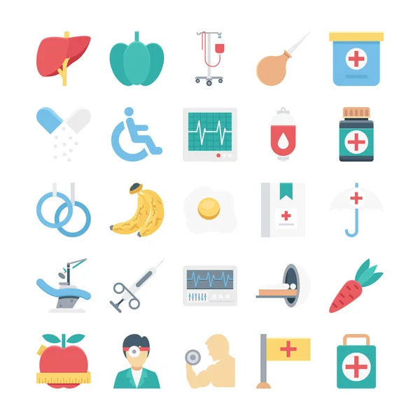 Icone Dell Illustrazione Vettoriale Medica Sanitaria — Vettoriale Stock