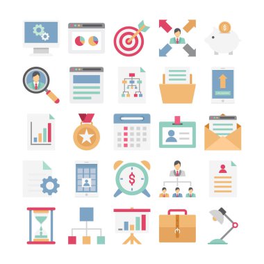 Proje Yönetimi renk illüstrasyon vektör simgeler