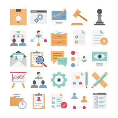 Proje Yönetimi renk illüstrasyon vektör simgeler