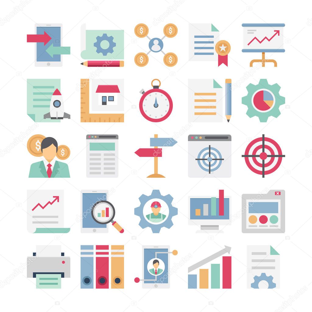 Project Management Color Illustration Vector Icons