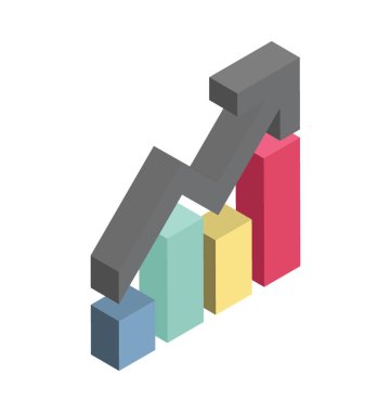 Büyüme grafik renk izometrik çizim vektör simgesi