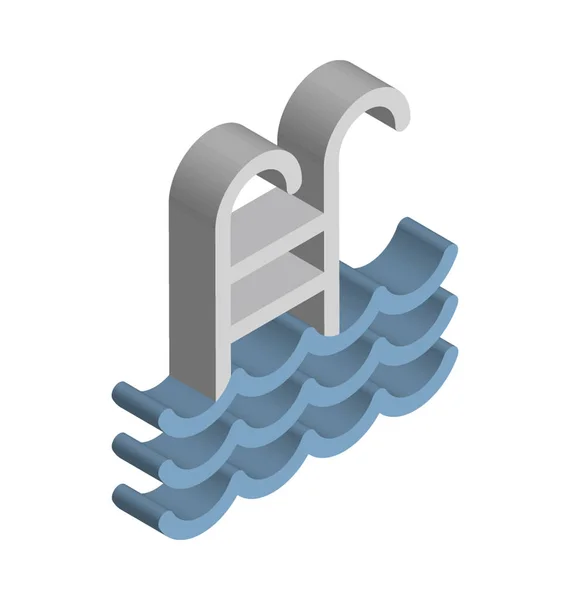Zwembad Kleur Isometrische Illustratie Vector Icon — Stockvector