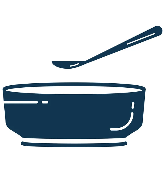 Soup Vector Icon Illustration Isoliert Vollständig Editierbar — Stockvektor