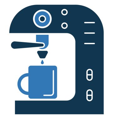 Kahve makinesi renk vektör illüstrasyon izole tamamen düzenlenebilir 