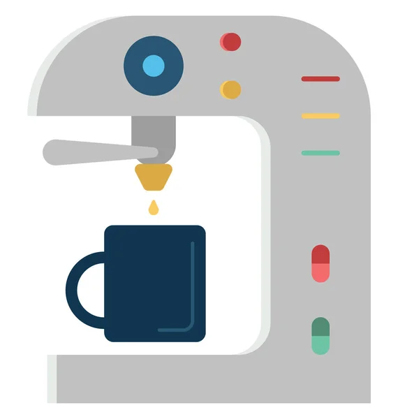 Kaffeemaschine Farbvektor Illustration Isoliert Vollständig Editierbar — Stockvektor