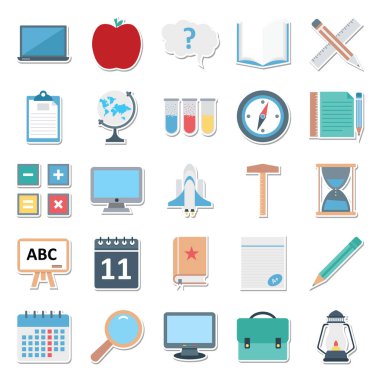 Eğitim renk düzenlenebilir vektör simgeler en iyi eğitim projeleri için izole 