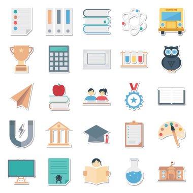 Eğitim renk düzenlenebilir vektör simgeler en iyi eğitim projeleri için izole 