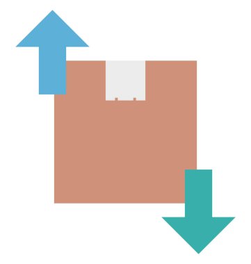 Teslimat kutusuyla oklar renk izole vektör simgesi düzenlenebilir
