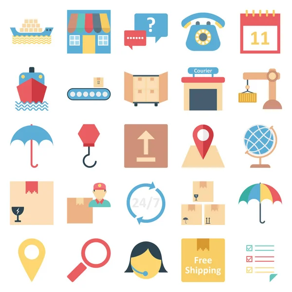 Lojistik teslimat renk izole vektör simgeleri
