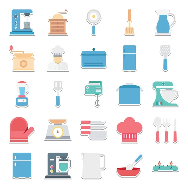 Kitchen Equipment Color Isolated Vector Icons — Stock Vector
