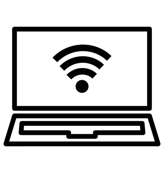 Изолированная Векторная Икона Ноутбука Wifi — стоковый вектор