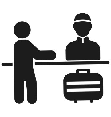 Resepsiyonist izole vektör simge kullanmak seyahat ve tur projeler için