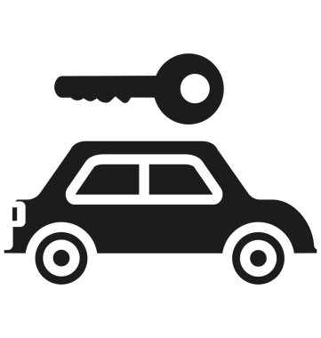Seyahat ve tur projeler için araba ile anahtar izole vektör simgesi kullanın